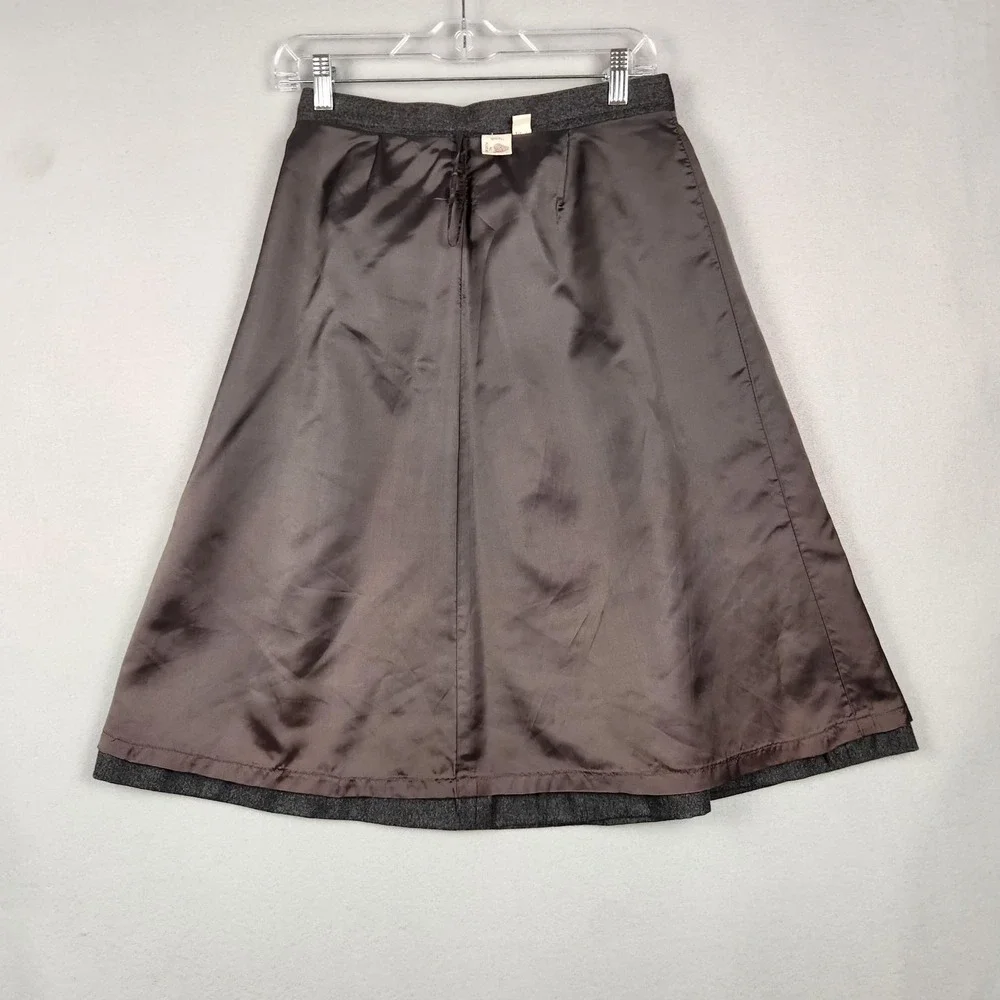 Vintage Wool Skirt Womens‎ 10 Gray Windowpane Plaid A-Line Midi Side Zip 90s